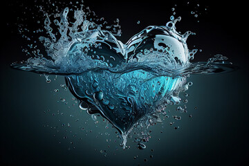 heart in water splash image ai midjourney generated