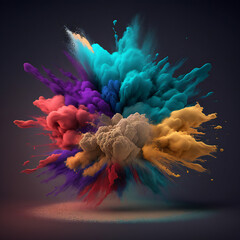 Powder splash art abstract color explosion, colorful graphic generative AI