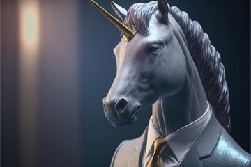 unicorn animal in suit, isolated, business, personality type, animal types created with generative ai technology