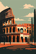Colosseum in Rome, Italy. Vector illustration in flat style