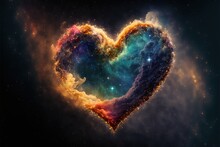 A Bright Colorful Heart In The Middle Of The Galaxy Created With Generative Ai Technology