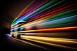 abstract acceleration speed motion on night road, image ai midjourney generated