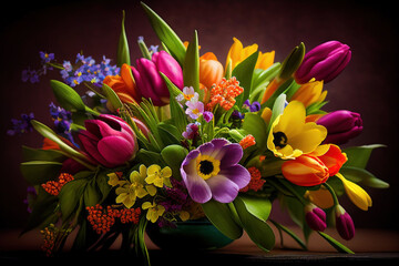 Poster - Colorful bouquet of spring flowers, perfect as a heartfelt gift