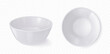 Empty white bowl, deep plate for liquid food, soup, sauce, rice or porridge. Mockup of round ceramic dish, kitchen tableware in top and side view, vector realistic illustration