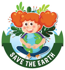 Sticker - Save the earth text for banner or poster design