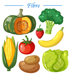 Sticker - Vegetable and fruit with fibre text