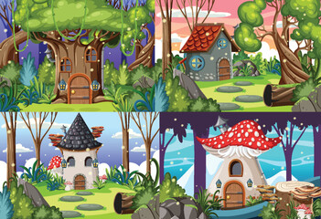 Wall Mural - Set of fairy tale house background
