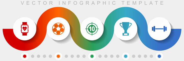 Poster - Sport infographic vector template with icon set, miscellaneous icons such as smartwatch, football, darts, cup and fitness for webdesign and mobile applications