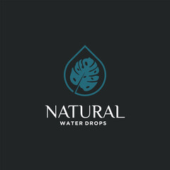 Wall Mural - abstract green leaf drop logo design vector template, medical logo, yoga, spa, beauty