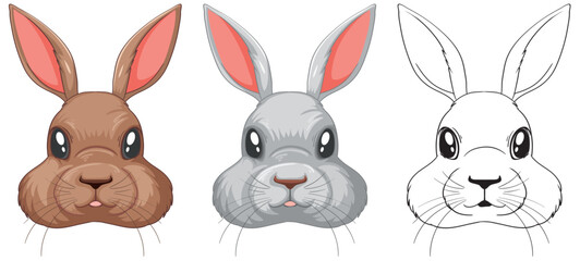 Wall Mural - set of rabbit head isolated