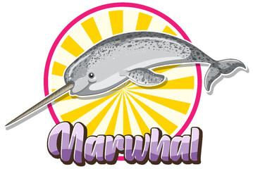 Wall Mural - Narwhal logo with carton character