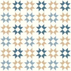 Japanese Geometric Square Star Vector Seamless Pattern