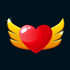 Wall Mural - Award heart icon with wings, game app badge icon