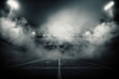 © Designkuy - American football stadium field with smoke and neon background, generated with computer, suitable for background design, flayer, brosur, ad, booklets and leaflets.