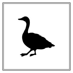 Wall Mural - Canada goose. Black silhouette of a bird profile. Vector illustration on a white background.