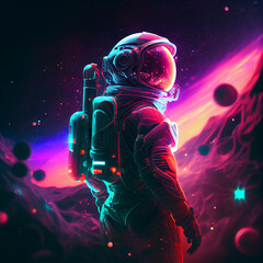 Wall Mural - neon space art illustration. poster or background about the space and the universe. space odyssey, s