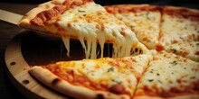 Leckere Pizza Mit Geschmolzenem Zerlaufenem Käse Nahaufnahme, Ai Generativ
