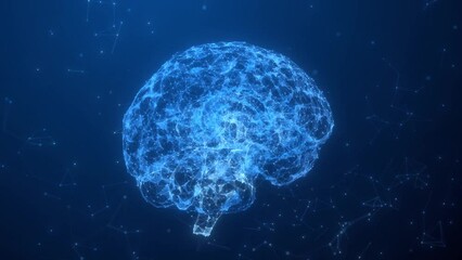Wall Mural - Concept of Big Data and Deep Learning Modern Technology. Futuristic Cyber Technology Innovations. AI Artificial intelligence digital brain animation.