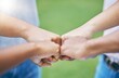 © Lou W/peopleimages.com - People, hands and fist bump for community, trust or collaboration in partnership together in the outdoors. Hand of team bumping fists in unity for agreement, coordination or support in solidarity