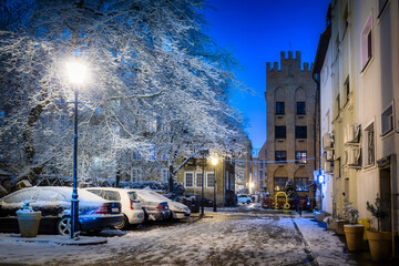 Wall Mural - Beautiful main city in Gdansk at snowy winter, Poland