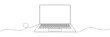 © CreativeEhvan - Continuous line drawing of a computer monitor. Linear background of laptop sign. Continuous line drawing.