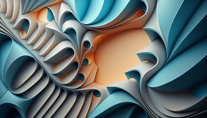 Wall Mural - abstract background with curved shapes, generative ai