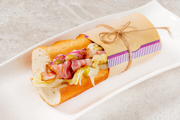 Wall Mural - sandwich on a white plate