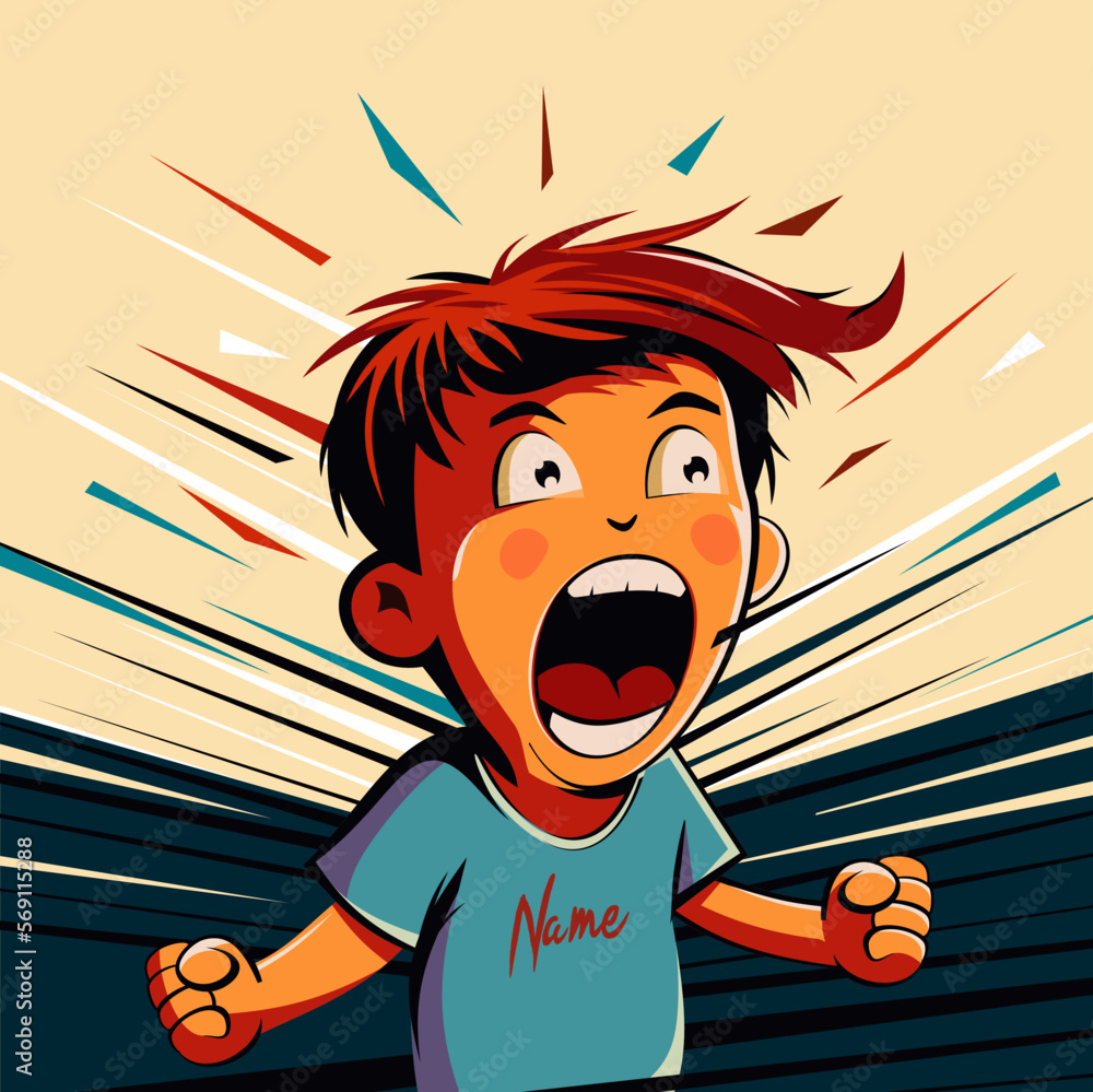 little Boy gets little boy tantrum and scream very loud. Boy gets mad の Stock ベクター | Adobe  Stock