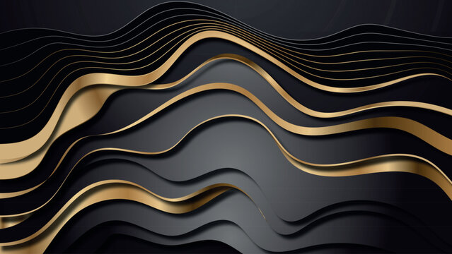 high detailed, Luxury Cool contemporary wallpaper or backdrop papecut texture background. Abstract topographic grey black and gold line art with a blank space.