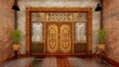 Javanese traditional doors and windows, with unfinished walls, 3D Rendering