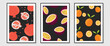 © TWINS DESIGN STUDIO - Fresh fruit wall art background vector set. Tropical fruit watercolor texture of pomegranate, passion fruit and orange. Spring and summer season design for home decor, interior, wallpaper, fabric.