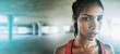 © Chanel M/peopleimages.com - Fitness, woman in portrait with face and mockup space, exercise and runner outdoor with wellness and energy. Intense, sweat and cardio with run, body workout and sports motivation in parking lot