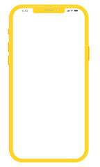 Wall Mural - new version of yellow slim smartphone with blank white screen