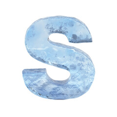 Sticker - Ice font 3d rendering, letter S