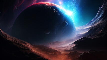 Wall Mural - Open space. Outer space gas clouds. Cosmos neutral background. Bright stars.