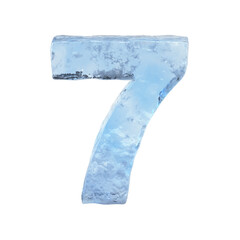 Canvas Print - Ice font 3d rendering, number 7