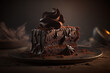 © AlexandraDaryl - A slice of chocolate mud cake generative AI