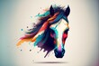 Beautiful horse painted in watercolor. Generative AI.