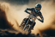Stylish Motocross Stunt Bike in Action with Rider Performing Aerial Tricks. Generative AI.
