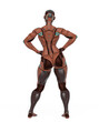 © DM7 - super cyborg girl is doing a super pose like a comic hero rear view