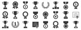 Fototapeta  - Award & Trophy cup icon set. Winning icons collection. Award symbols collection. Trophy Cup and Winner Medal silhouette Vector