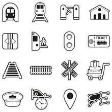 Railway Icons. Line With Fill Design. Vector Illustration.