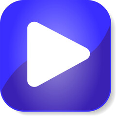 Play button symbol with shadow, video streaming, broadcasting icon isolated over white background vector illustration