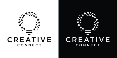 Wall Mural - logo design creative inspiration connection and lamp,idea icon vector