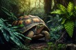 a wild amazon tortoise in the tropical rain forest Generative AI