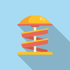 Poster - Spiral child slide icon flat vector. Water park. Family recreation