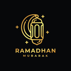 Canvas Print - Ramadan logo. Islamic lantern golden logo design vector illustration. Lantern logo vector