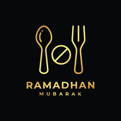 Canvas Print - Ramadan fasting golden logo design vector illustration. Fasting logo vector