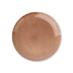 Brown ceramic plate isolated over white background