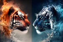 Tiger Water And Fire Wallpaper